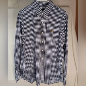 Ralph Lauren Navy and White Checkered Shirt XL